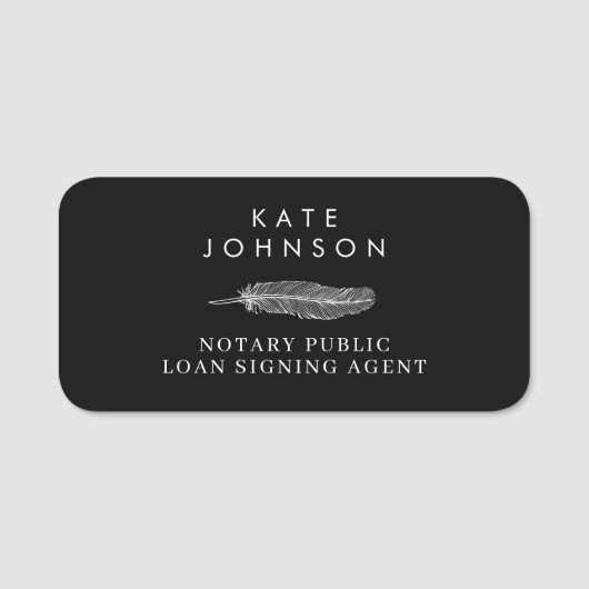 ブラック公証人署名エージェントの羽根クイルのロゴ 名札 (正面)
