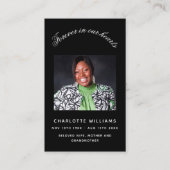 ブラック写真葬儀祈りの言葉カード 名刺 (正面)