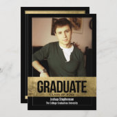 ブラック切り出しゴールドフォイル効果写真卒業 招待状 (正面/裏面)