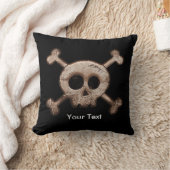 ブラック動揺してスカル&ボーン装飾用クッション クッション (ブランケット)