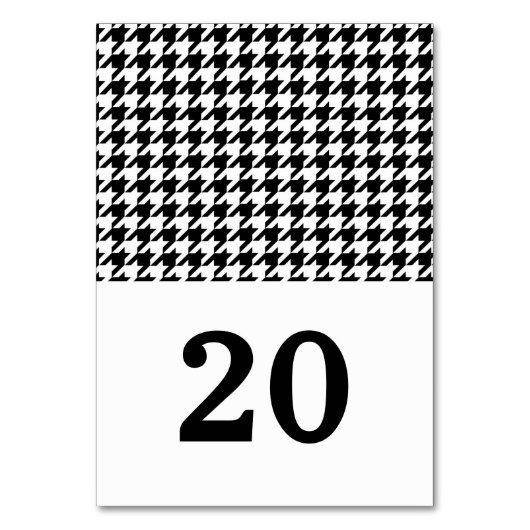 ブラック千鳥格子ののテー結婚ブルカード テーブルナンバー (正面)