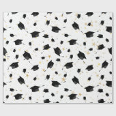 ブラック卒業キャップトスラッピング紙 ラッピングペーパー (フラット)