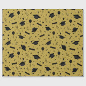 ブラック卒業キャップトスラッピング紙 ラッピングペーパー (フラット)