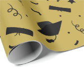 ブラック卒業キャップトスラッピング紙 ラッピングペーパー (ロールコーナー)