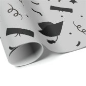 ブラック卒業キャップトスラッピング紙 ラッピングペーパー (ロールコーナー)