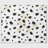 ブラック卒業キャップトスラッピング紙 ラッピングペーパー (フラット)