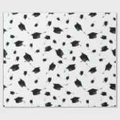 ブラック卒業キャップトスラッピング紙 ラッピングペーパー (フラット)