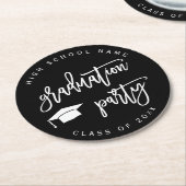 ブラック卒業パーティークラス ラウンドペーパーコースター (アングル)