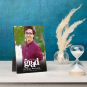 ブラック卒業写真ホワイトタイポグラフィミニマル フォトプラーク (側面)