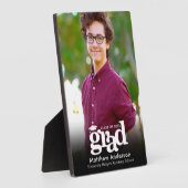 ブラック卒業写真ホワイトタイポグラフィミニマル フォトプラーク (側面)