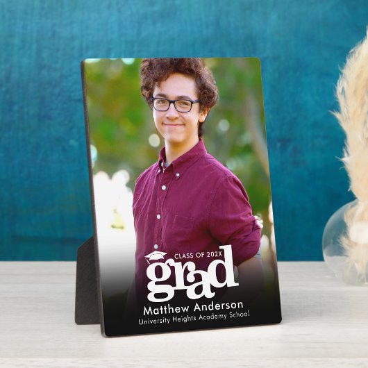 ブラック卒業写真ホワイトタイポグラフィミニマル フォトプラーク