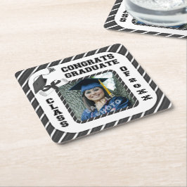 ブラック卒業大学院パーティーコースター スクエアペーパーコースター