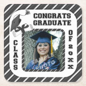 ブラック卒業大学院パーティーコースター スクエアペーパーコースター (正面)