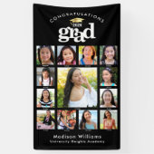 ブラック卒業K-12フォトコラージュはっきりしたモダン 横断幕 (縦)