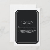 ブラック単エレガント回答カード 出欠カード (正面/裏面)