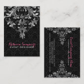 ブラック及びメタリック銀フローラレース2 名刺 (正面/裏面)