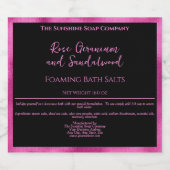 ブラック及び明るい赤紫色ホイル浴塩類パウチラベル スパークリングワインラベル (シングルラベル)