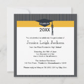 ブラック及び金ゴールドの卒業キャップ招待状 招待状 (正面)