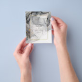 ブラック及び金ゴールドアルコールインク結婚式招待状 チラシ (手)