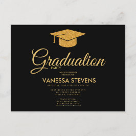 ブラック及び金ゴールドクラシックの目盛りキャップパーティー インビテーションポストカード