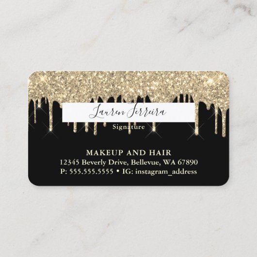 ブラック及び金ゴールドクレジットカードスタイル名刺 名刺 (裏面)