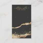 ブラック及び金ゴールドグリッタージュエリーイヤリングディスプレイ 名刺 (正面)