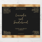 ブラック及び金ゴールドフォイル化粧品ボトルラベル スパークリングワインラベル (シングルラベル)