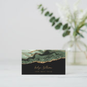 ブラック名刺に緑のゲートをセージ 名刺 (スタンド正面)