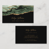 ブラック名刺に緑のゲートをセージ 名刺 (正面/裏面)