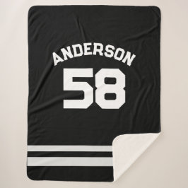 ブラック名前をカスタムする&ナンバースポーツファン シェルパブランケット