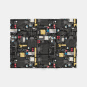 ブラック回路基板 フリースブランケット (正面(横))