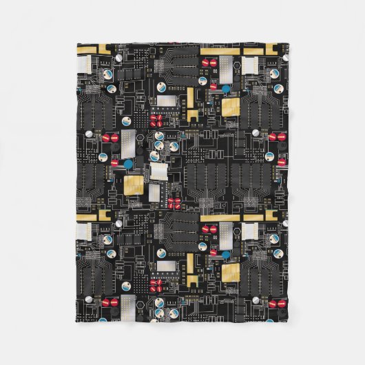 ブラック回路基板 フリースブランケット (正面)