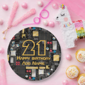 ブラック回路基板 ペーパープレート (パーティー)