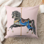 ブラック回転木馬馬 クッション (ブランケット)