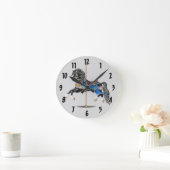 ブラック回転木馬馬 ラウンド壁時計 (ホーム)