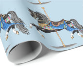 ブラック回転木馬馬 ラッピングペーパー (ロールコーナー)