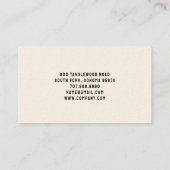 ブラック図解入りの、写真付きのラビットフローラフォークアート 名刺 (裏面)