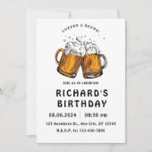 ブラック図解入りの、写真付きの誕生日 招待状 (正面)