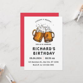 ブラック図解入りの、写真付きの誕生日 招待状