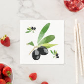 ブラック地中海のオリーブ紙ナプキンス スタンダードカクテルナプキン (インサイチュ)