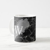 ブラック大理石イニシャルモノグラム コーヒーマグカップ (正面左)