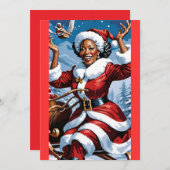 ブラック夫人サンタクロースのクリスマスカードホリデーカード シーズンカード (正面/裏面)