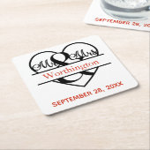 ブラック夫妻のモノグラム結婚 スクエアペーパーコースター (アングル)