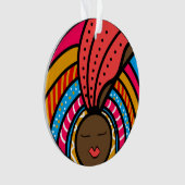 ブラック女子カラフルターバンオレンジ オーナメント (正面)