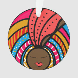 ブラック女子カラフルターバンオレンジ オーナメント