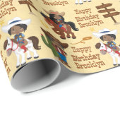 ブラック女性のカーボーイパーソナライズされたラッピング紙 ラッピングペーパー (ロールコーナー)