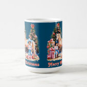 ブラック女性のカーボーイ冬のシーンホースメリークリスマス コーヒーマグカップ (中央)