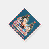 ブラック女性のカーボーイ冬のシーンホースメリークリスマス スタンダードカクテルナプキン (角)