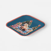 ブラック女性のカーボーイ冬のシーンホースメリークリスマス ペーパープレート (傾斜あり)