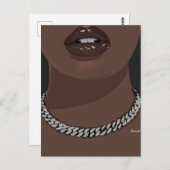 ブラック女性の美学と銀(ジュエリー)グリルツ ポストカード (正面/裏面)